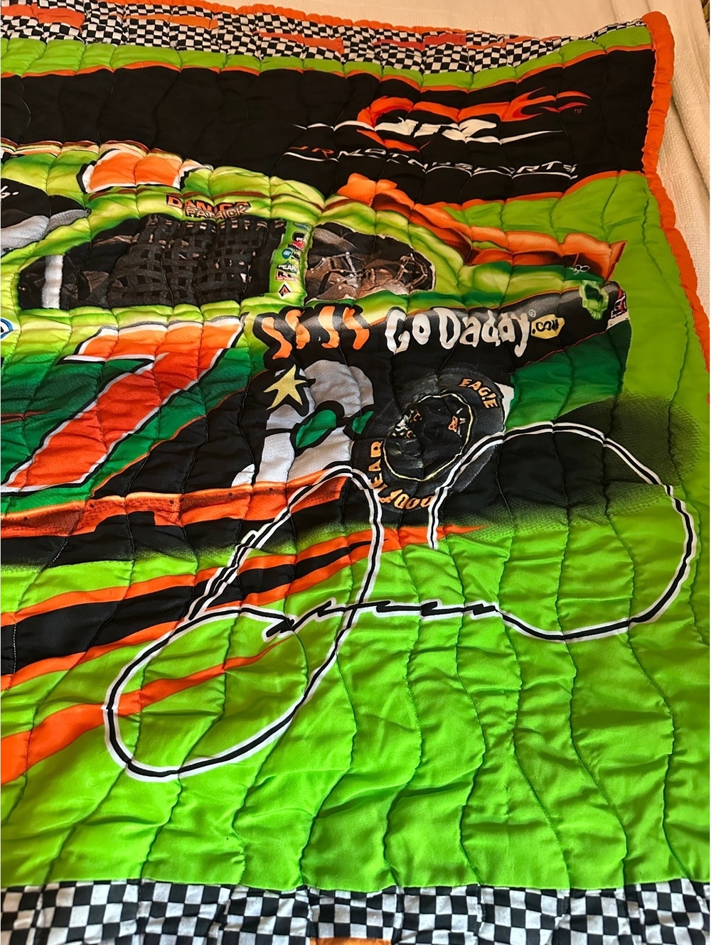 Go Daddy NASCAR Racing Quilt with Car Design - Picture 4 of 6